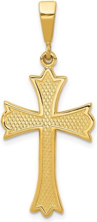 Diamond2Deal 14k Yellow Gold Fleur De Lis Cross Pendant