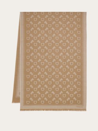 Ferragamo Men Jacquard stole with feline motif Beige