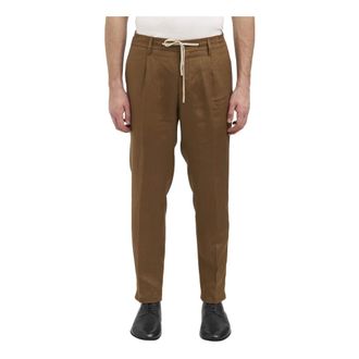 Daniele Alessandrini Slim-fit Trousers, male, Brown, Size: XL Pantalone in Lino