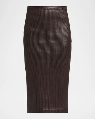 Tom Ford Fluted Leather Midi Skirt