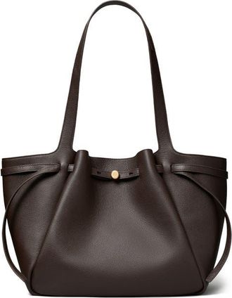 Tory Burch Romy Leather Tote in Deep Brown at Nordstrom