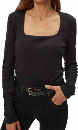 Michael Stars Sarah Square Neck Top In Black