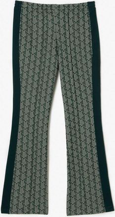 Lacoste Womens Flared Monogram Sweatpants in Green Polycotton - Size 12 UK