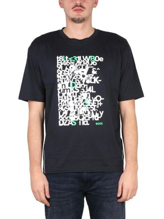 HUGO BOSS Logo Print Cotton T-Shirt - Blue