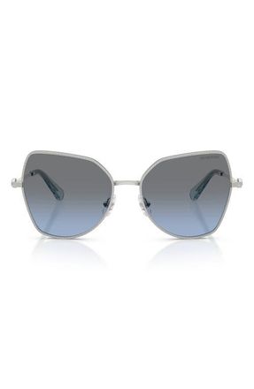 Swarovski 58mm Butterfly Sunglasses in Silver /Blue Gradient Grey at Nordstrom