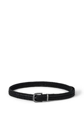 Brunello Cucinelli Stretch braided leather belt in Black at Nordstrom, Size Xx-Large