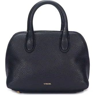 Vince Mini Delphine Pebble Leather Top Handle Bag in Black at Nordstrom Rack