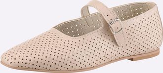 Heine Ballerina HEINE, Damen, Gr. 35, taupe, Glattleder, Leder, Rindsleder, Schuhe Ballerina