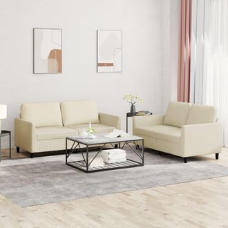 vidaXL Vidaxl - Juego De Sof&aacute;s Con Cojines 2 Piezas Cuero Sint&eacute;tico Crema