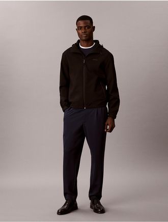 Calvin Klein Mens Tech Knit Tapered Pleated Pants - Blue - 30