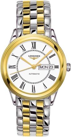 Longines Flagship White Dial Stainless Steel and Yellow Gold PVD Mens Watch L4.899.3.21.7