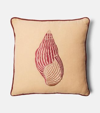 Les-Ottomans Cuscino in velluto di cotone con ricamo