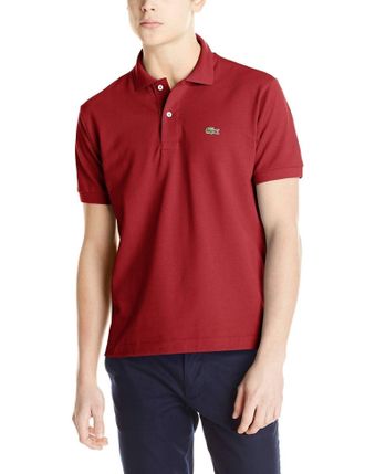 Lacoste Short Sleeve Pique Original Fit Polo Shirt In Bordeaux