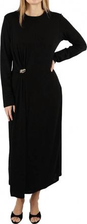 Vince Side Draped Long Sleeve Dress In Black