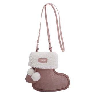 Generic Pufei Furry Shoulder Bag Solid Colour Plush Purses for Women Work Everyday (Pink)