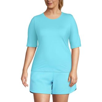 Lands End SunShade UPF 50 Elbow Sleeve Relaxed Rash Guard in River Mist at Nordstrom, Size 2 X
