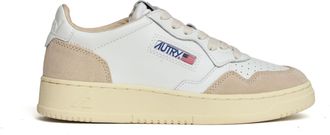 Autry White Beige Medalist Low Suede Sneakers