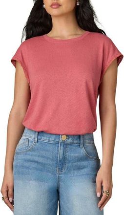 Wit & Wisdom Crochet Cap Sleeve Tee in Coral Glow at Nordstrom, Size X-Small