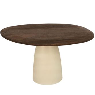 Moloo Mesa de comedor redonda 4 personas d140 madera marr&oacute;n