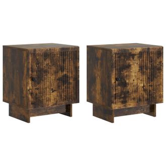 vidaXL Armario De Noche 2 Pcs Roble Ahumado 43 X 34,5 X 50 Cm Vidaxl