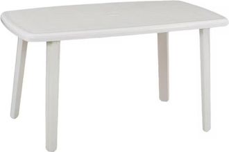 Trade Shop Trade Shop Traesio - Tavolo Esterno Bianco 140x90cm Plastica Resistente Per Patio Giardino Terrazza 002398