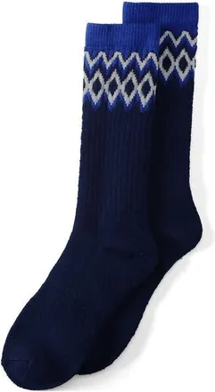 Lands End Thermaskin Heat Winter Boot Socks in Navy/lapis Fairisle at Nordstrom, Size Small