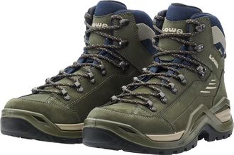 Lowa Wanderschuh LOWA RENEGADE EVO GTX MID, Herren, Gr. 41,5, oliv, navy, Leder, Schuhe Wanderschuh, wasserdicht, winddicht,atmungsaktiv dank GORE-TEX Memb