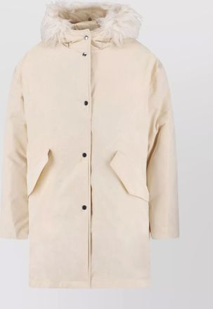 Jil Sander hooded longline jacket with faux fur trim