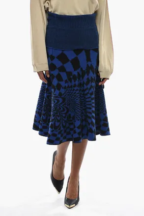 Stella McCartney Flared Virgin Wool Skirt With Geometric Pattern Stella McCartney