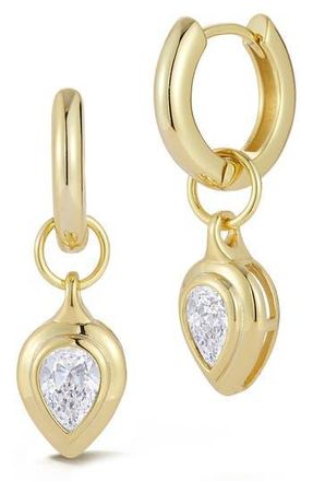 Glaze Jewelry Pear Cut Moissanite Drop Huggie Hoop Earrings in Gold at Nordstrom Rack