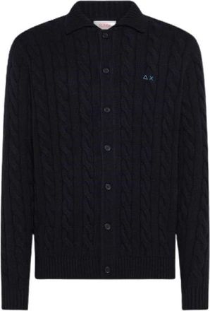 Sun 68 Kabelgebreide Wolmix Vest - Heren - Vesten - Blauw - S - Wol - Truien & Vesten