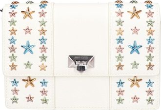 Jimmy Choo London Multi-Color White Leather Clutch Bag (Pre-Owned)