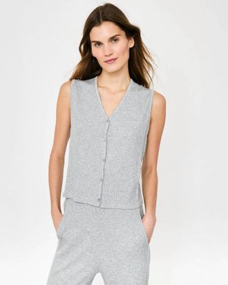 Kule Vika Ribbed Knit Sleeveless Vest In Heather Grey