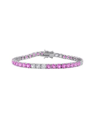 Rina Limor Silver 13.44 ct. tw. Lab-Grown Pink And White Sapphire Tennis Bracelet