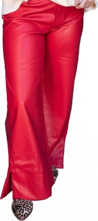 So Me Womens Leather Slit Flare Pants In Red