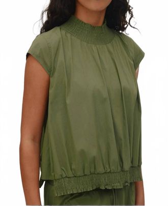 Rabens Saloner Dori Papery Shirring Top In Shadow