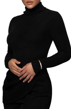 JLUXLABEL Carli Turtleneck Rib Top in Black at Nordstrom, Size Medium