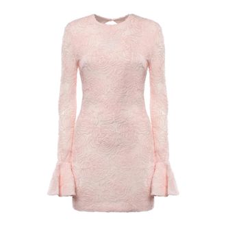 Rotate ROTATE Birger Christensen, Party Dresses, female, Pink, Size: L Mesh Frill Mini Dress