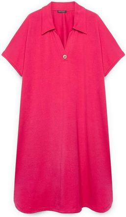 Fiorella Rubino Jurk met polokraag en juweelknopen - Dames - Korte kleedjes - Roze - XS - Katoen - Kleedjes