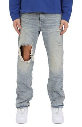 Purple P011 Knee Blowout Dirty Straight Leg Jeans in Light Indigo at Nordstrom Rack, Size 29
