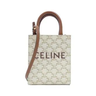 Celine Pre-owned Mini Bags, female, White, Size: ONE SIZE Pre-owned Mini Vertical Cabas Triomphe Canvas Tote Bag