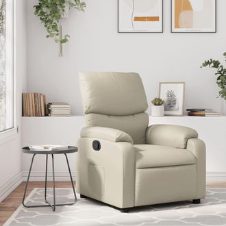 vidaXL Sill&oacute;n Reclinable De Cuero Sint&eacute;tico Crema Vidaxl