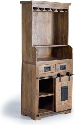 Giner&Colomer Botellero estilo industrial en madera de mango y metal