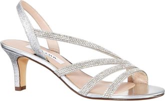 Nina Womens Nina Noura Sandals Silver Rhinestone Slingback Strappy ZAP1068