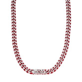 Diesel Mens Red Stainless Steel Choker Necklace