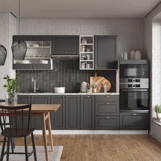 Vicco Mueble De Cocina Fame-line, Antracita-oro/blanco, 280 Cm, Et M&aacute;rmol