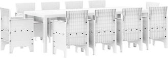 vidaXL Conjunto De Comedor De Jard&iacute;n 11 Pcs Blanco Ratan Polt Vidaxl