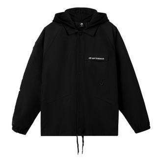New Balance logo Hooded Windbreaker Mens Black AMJ03305-BK