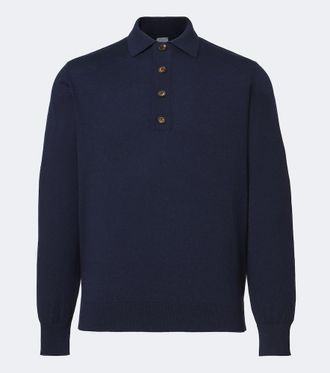Eleventy Cotton and cashmere polo sweater