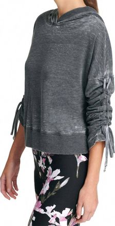 DKNY Sport Relaxed Cinch Sleeve Hoodie In Black